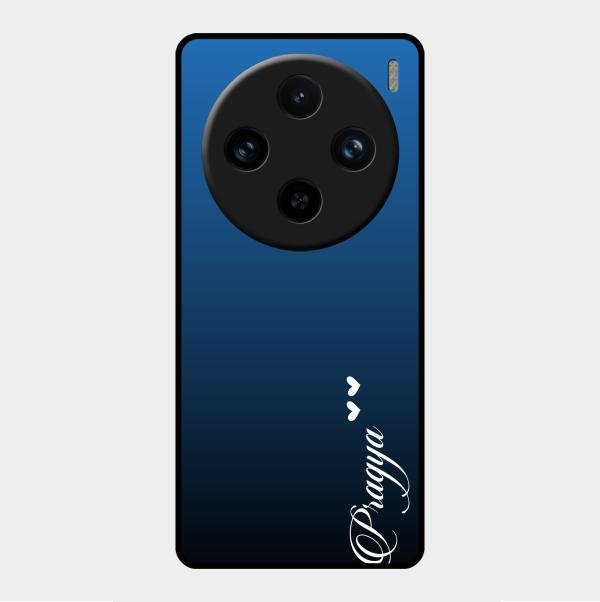 Customize Name Gradient Glass Case Cover Blue For Vivo X100 Pro 5G