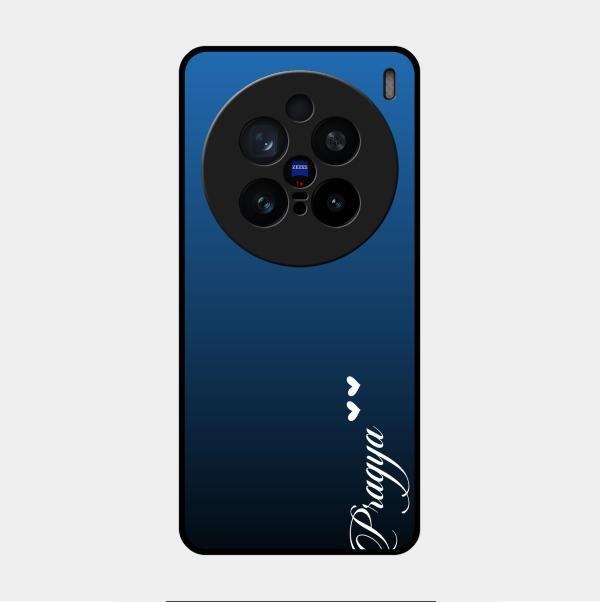 Customize Name Gradient Glass Case Cover Blue For Vivo X200 Pro 5G
