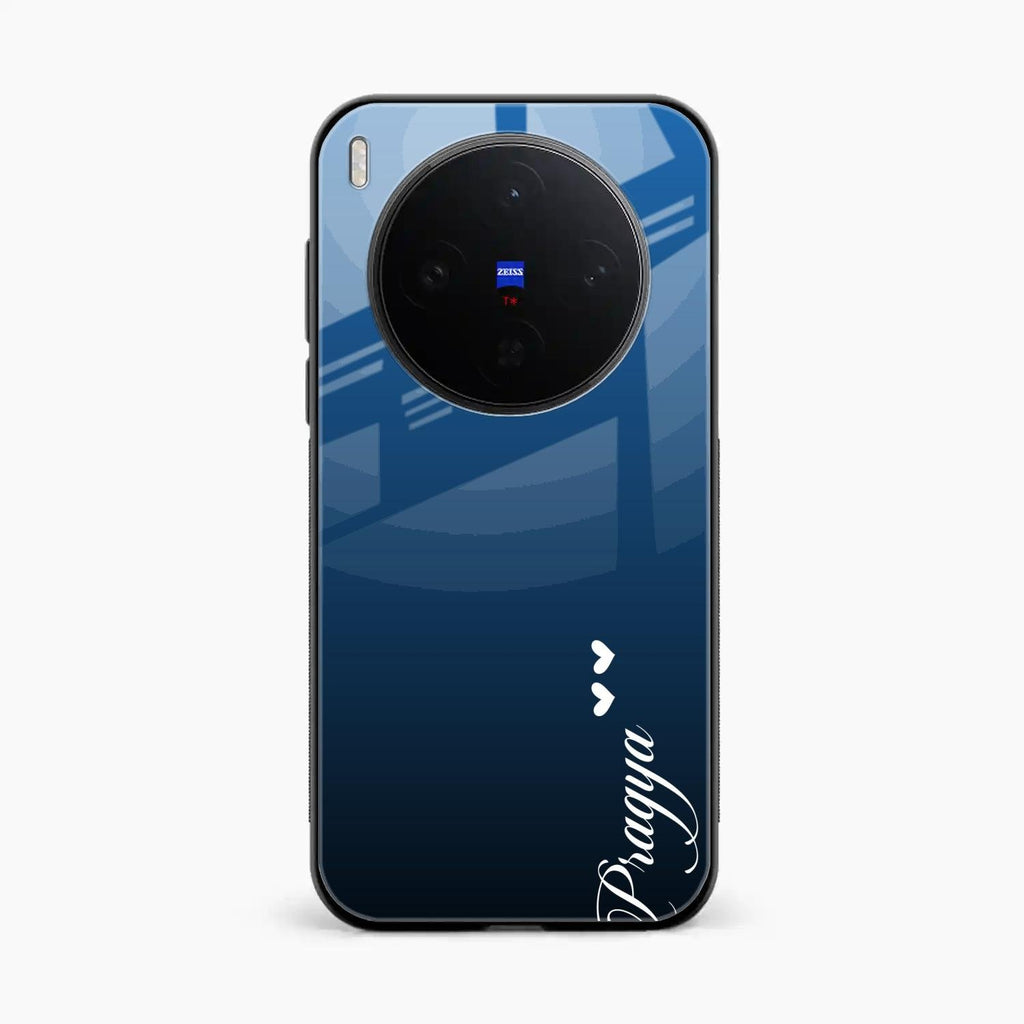 Customize Name Gradient Glass Case Cover Blue For Vivo X300 5G