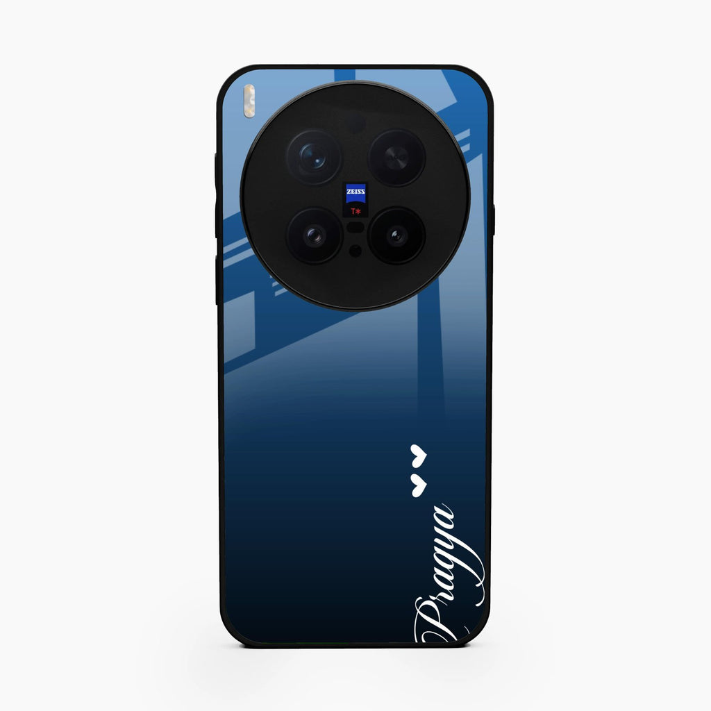 Customize Name Gradient Glass Case Cover Blue For Vivo X300 Pro 5G