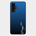 Customize Name Gradient Glass Case Cover Blue For Vivo X50 5G