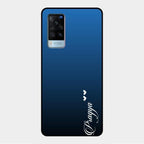 Customize Name Gradient Glass Case Cover Blue For Vivo X60 5G
