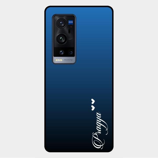 Customize Name Gradient Glass Case Cover Blue For Vivo X60 Pro Plus 5G