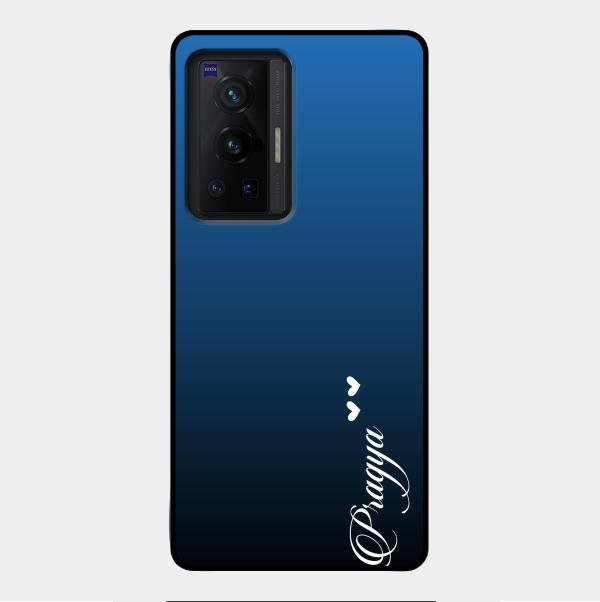 Customize Name Gradient Glass Case Cover Blue For Vivo X70 Pro 5G