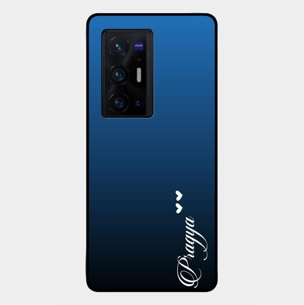Customize Name Gradient Glass Case Cover Blue For Vivo X70 Pro Plus 5G