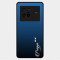 Customize Name Gradient Glass Case Cover Blue For Vivo X80 5G