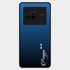 Customize Name Gradient Glass Case Cover Blue For Vivo X80 5G