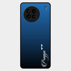 Customize Name Gradient Glass Case Cover Blue For Vivo X90 5G