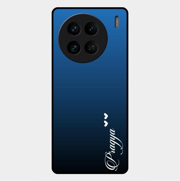 Customize Name Gradient Glass Case Cover Blue For Vivo X90 Pro 5G