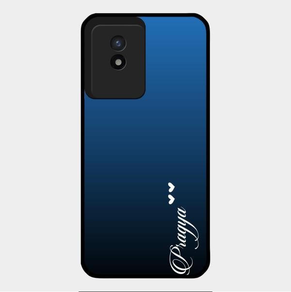 Customize Name Gradient Glass Case Cover Blue For Vivo Y02T