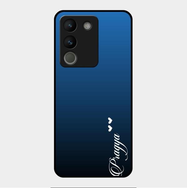 Customize Name Gradient Glass Case Cover Blue For Vivo Y200 5G