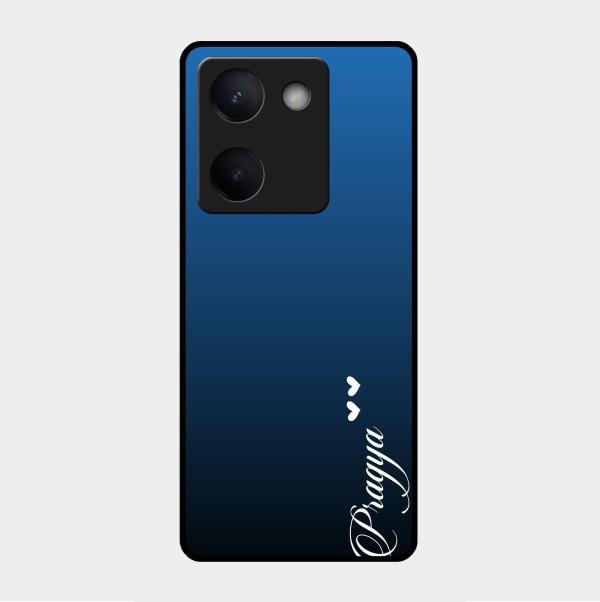 Customize Name Gradient Glass Case Cover Blue For Vivo Y200 Pro 5G