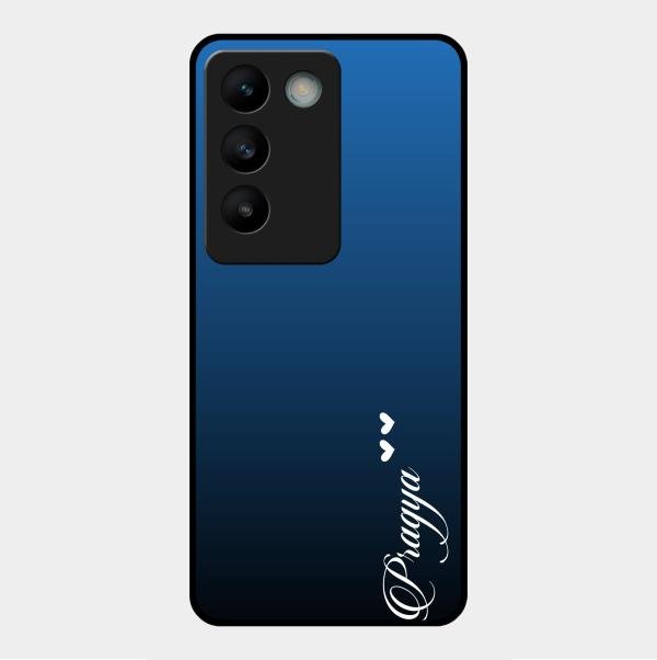 Customize Name Gradient Glass Case Cover Blue For Vivo Y200E 5G