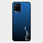 Customize Name Gradient Glass Case Cover Blue For Vivo Y21A