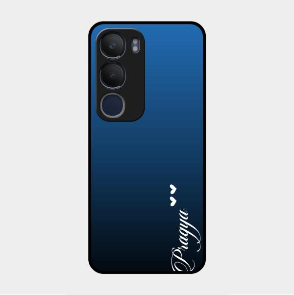 Customize Name Gradient Glass Case Cover Blue For Vivo Y29 5G