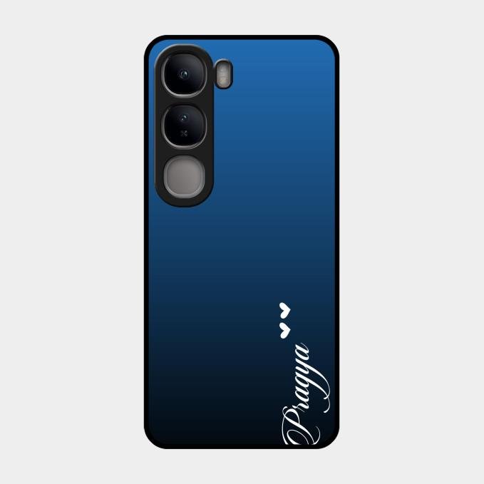Customize Name Gradient Glass Case Cover Blue For Vivo Y300 5G