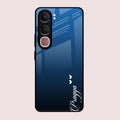 Customize Name Gradient Glass Case Cover Blue For Vivo Y31 5G