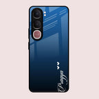 Customize Name Gradient Glass Case Cover Blue For Vivo Y31 5G
