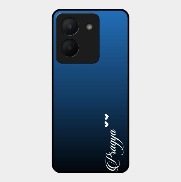 Customize Name Gradient Glass Case Cover Blue For Vivo Y36