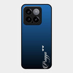 Customize Name Gradient Glass Case Cover Blue For Xiaomi 14 5G