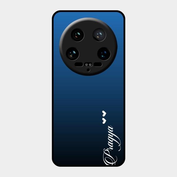 Customize Name Gradient Glass Case Cover Blue For Xiaomi 14 Ultra