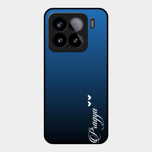 Customize Name Gradient Glass Case Cover Blue For Xiaomi 15 5G