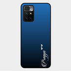 Customize Name Gradient Glass Case Cover Blue For Xiaomi Redmi 10 Prime 2022