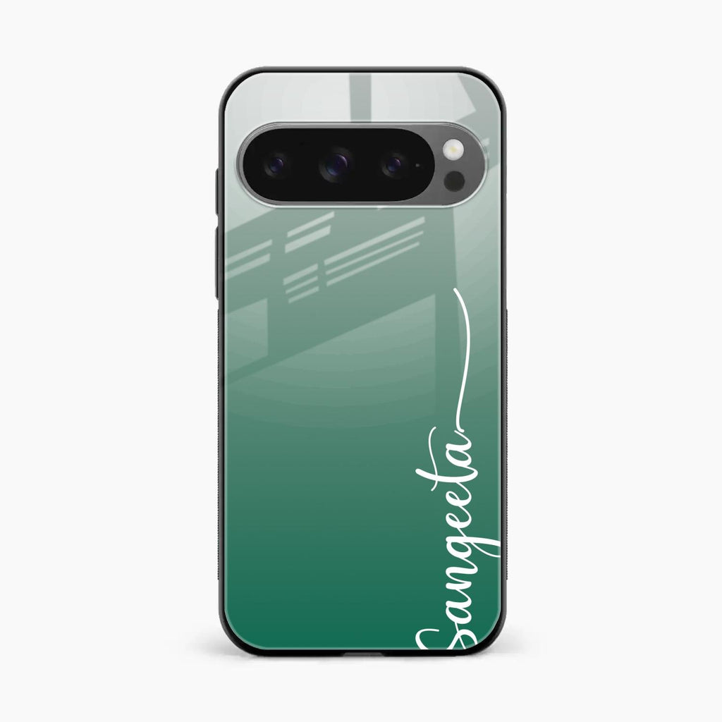 Customize Name Gradient Glass Case Cover Green For Google Pixel 10 Pro XL