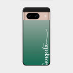 Customize Name Gradient Glass Case Cover Green For Google Pixel 8 5G