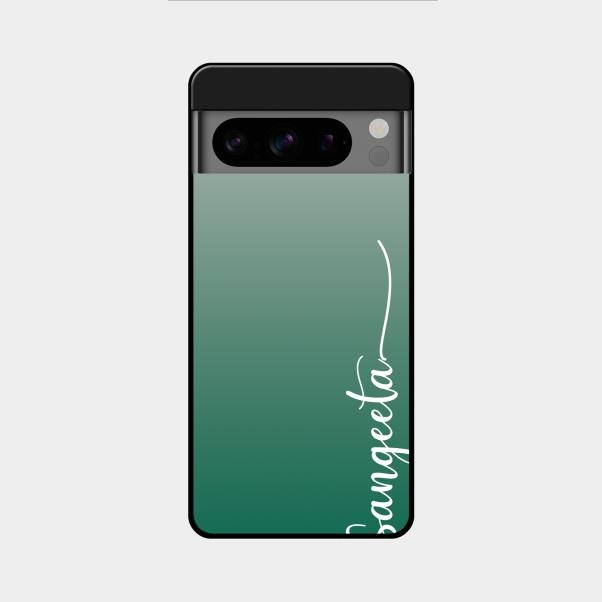 Customize Name Gradient Glass Case Cover Green For Google Pixel 8 Pro 5G