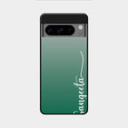 Customize Name Gradient Glass Case Cover Green For Google Pixel 8 Pro 5G