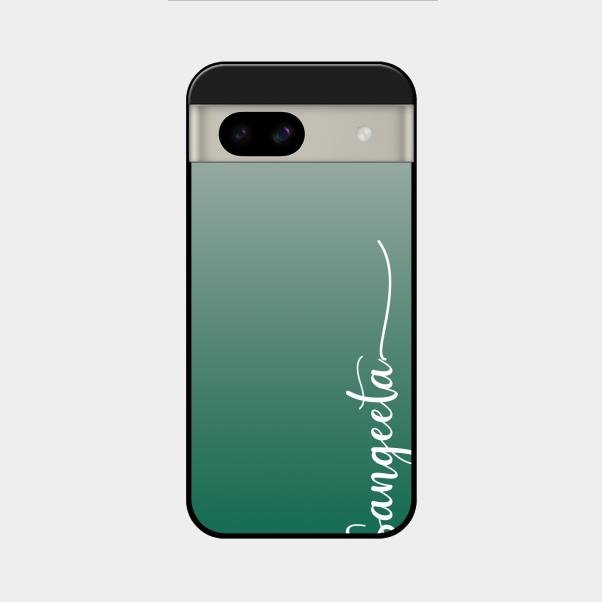 Customize Name Gradient Glass Case Cover Green For Google Pixel 8A 5G