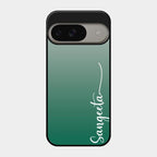 Customize Name Gradient Glass Case Cover Green For Google Pixel 9 5G