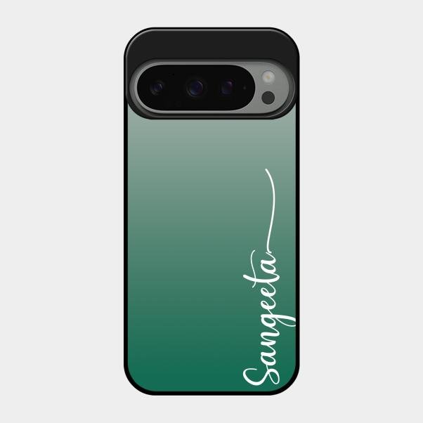 Customize Name Gradient Glass Case Cover Green For Google Pixel 9 Pro 5G