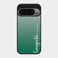 Customize Name Gradient Glass Case Cover Green For Google Pixel 9 Pro 5G