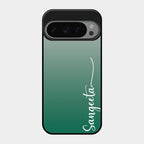 Customize Name Gradient Glass Case Cover Green For Google Pixel 9 Pro 5G
