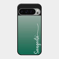 Customize Name Gradient Glass Case Cover Green For Google Pixel 9 Pro Xl