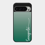 Customize Name Gradient Glass Case Cover Green For Google Pixel 9 Pro Xl