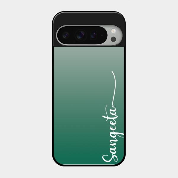 Customize Name Gradient Glass Case Cover Green For Google Pixel 9 Pro Xl