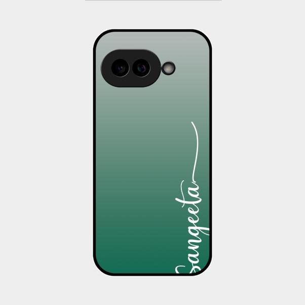 Customize Name Gradient Glass Case Cover Green For Google Pixel 9A 5G