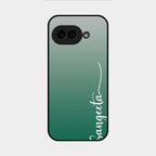 Customize Name Gradient Glass Case Cover Green For Google Pixel 9A 5G