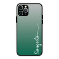 Customize Name Gradient Glass Case Cover Green For iPhone 11 Pro Max
