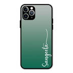 Customize Name Gradient Glass Case Cover Green For iPhone 11 Pro Max