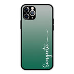 Customize Name Gradient Glass Case Cover Green For iPhone 11 Pro