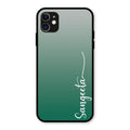Customize Name Gradient Glass Case Cover Green For iPhone 11