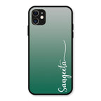 Customize Name Gradient Glass Case Cover Green For iPhone 11