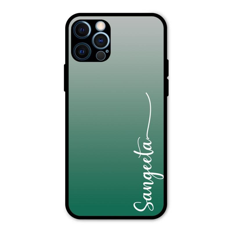 Customize Name Gradient Glass Case Cover Green For iPhone 12 Pro Max