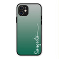Customize Name Gradient Glass Case Cover Green For iPhone 12