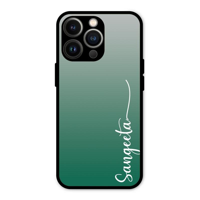 Customize Name Gradient Glass Case Cover Green For iPhone 13 Pro Max