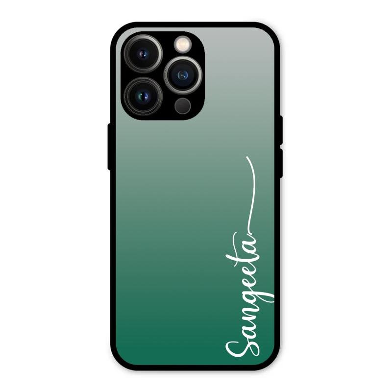 Customize Name Gradient Glass Case Cover Green For iPhone 13 Pro